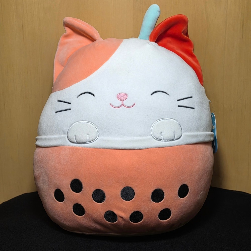 Squishmallows Roxy Boba Tea Cat 14" Plush 29-2 Pre-Owned